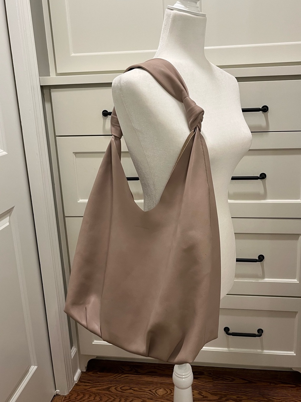 Elizabeth & James Leather Hobo Bag with Zippered Pouch. Neutral Blush Color